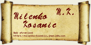 Milenko Kosanić vizit kartica